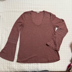Lucky Brand Dusty Rose Bell Sleeve Blouse